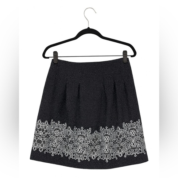 Ann Taylor Dresses & Skirts - Ann Taylor Loft Skirt Womens Size 0 Black Polka Dot A-Line Lined Cotton Skirt